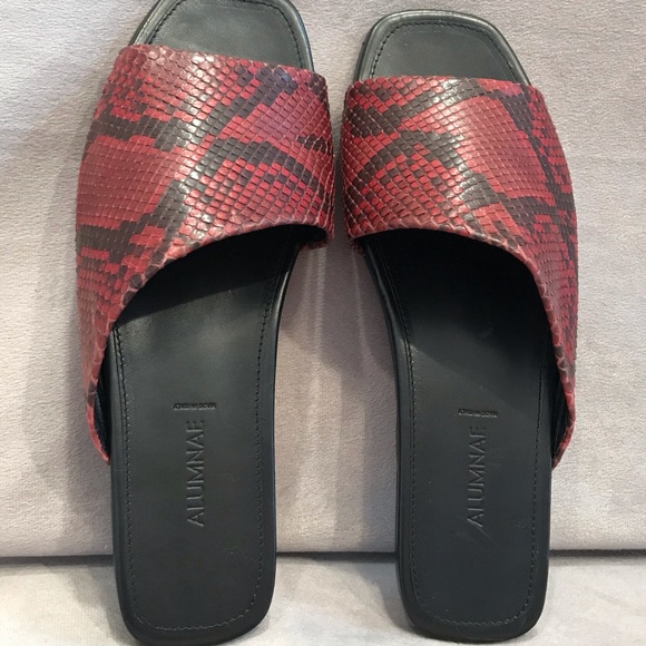 Alumnae Asymmetric Python Chianti Leather Flats - Picture 2 of 7